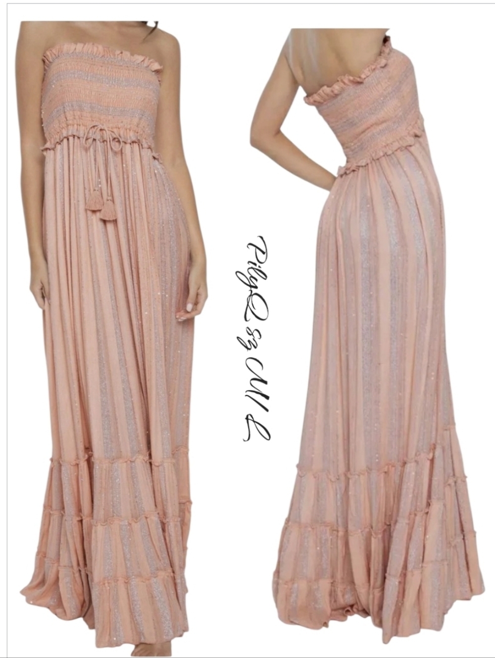 NWT PQ Swim PilyQ Charlotte Striped Maxi Dress M/L